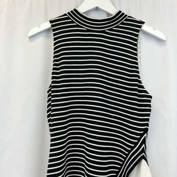 White House Black Market Womens Sheath Dress Stripe Crew Neck Sleeveless Zip S - Picture 2 of 10